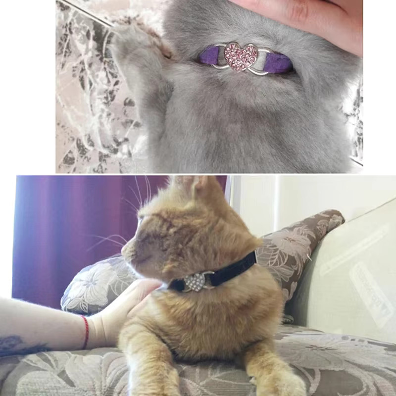 DUTRIEUX Katzenhalsband, Herzanhänger und Glocke, Samtmaterial - Bild 2