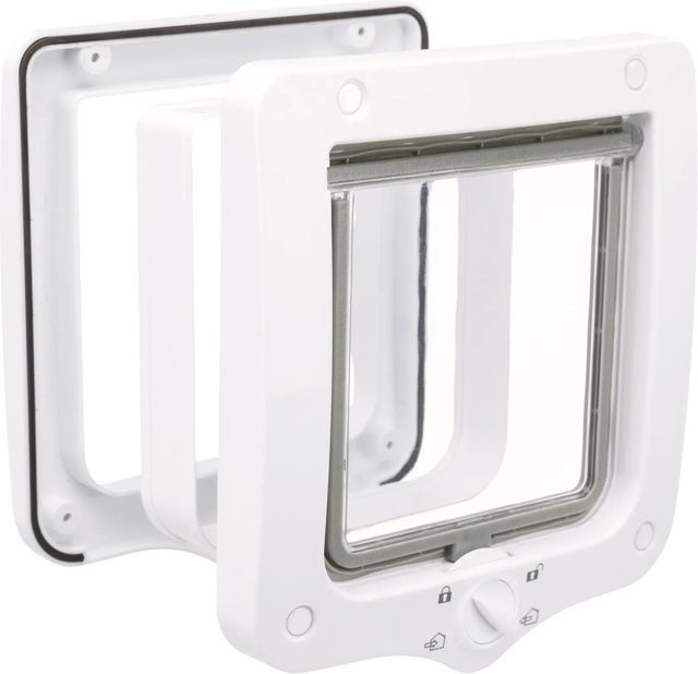 Trixie 4-Wege Freilauftür mit Tunnel in Weiß, B: 20 cm, H: 22 cm - Bild 1