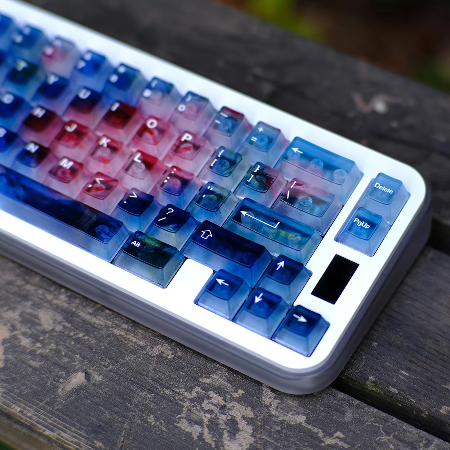 Venit Keys PC-Tastenkappen mit Rosenmotiv, 122 Tasten, matt-transparent, Cherry-Profil für mechanische MX Cherry-Tastaturen, Multicolor - Bild 5