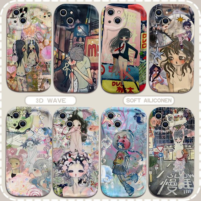 Aya Takano 3D Wave Luxus Hülle für Xiaomi Redmi Note 13 12 11 10 Pro Plus 4G 5G Multicolor - Bild 1