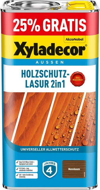 Xyladecor Holzschutz-Lasur 2in1 Nussbaum matt - Bild 1