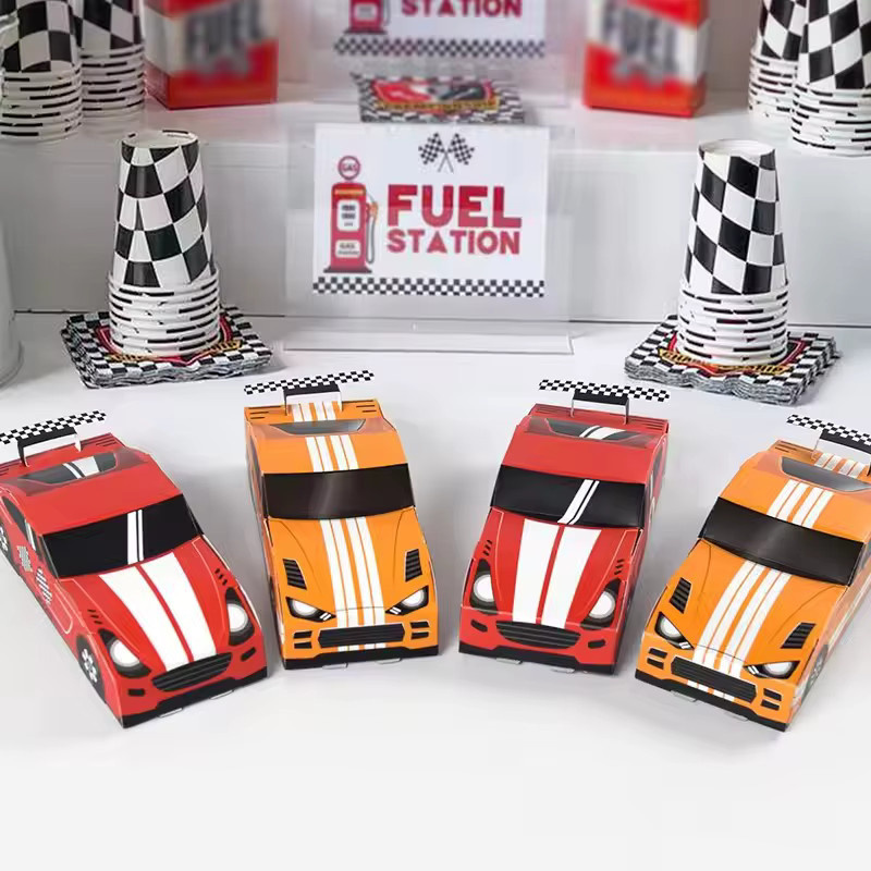 ZQNYCY Racing Auto Thema Geschenkboxen aus Papier für Kindergeburtstage und Partys, Rot, 10 oder 20 Stück - Bild 3