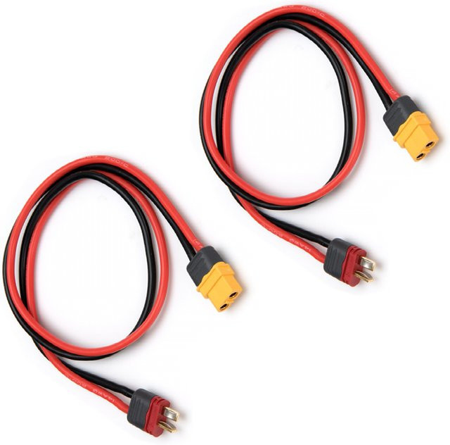2er-Set XT60H Weiblich auf Amass Deans Stecker Adapter, 14AWG Ladekabel, 30 cm Länge, Rot - Bild 1