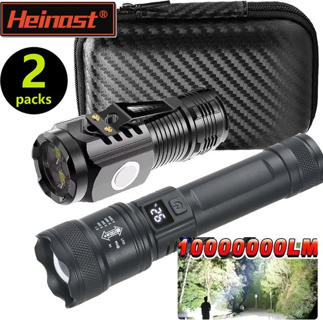 Heinast LED-Laterne Schwarz, wiederaufladbare wasserdichte Taschenlampe für Garten, Camping und Outdoor-Sport - Bild 1