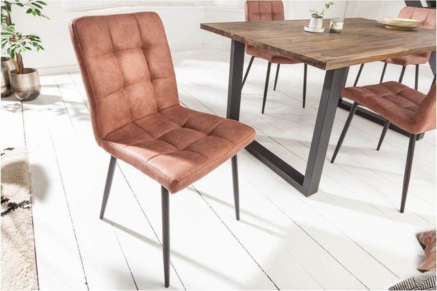 Riess-Ambiente Stuhl MODENA im Retro-Design mit Ziersteppung, Farbe Braun - Bild 1