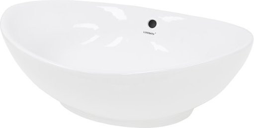 LuxeBath Aufsatzwaschbecken Oval aus Keramik mit Überlauf, Weiß, B: 59,0 cm, T: 39,0 cm, H: 20,0 cm - Bild 1