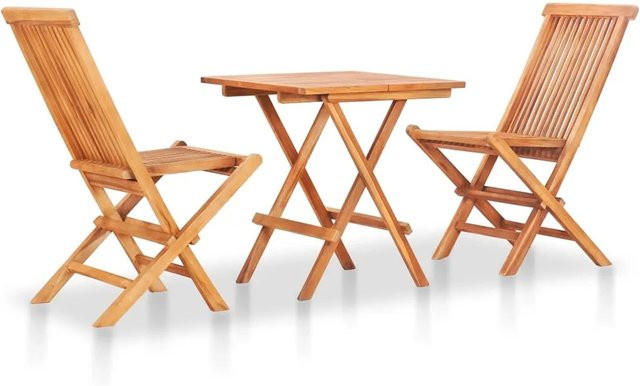 vidaXL 3-tlg Bistro-Set aus Teakholz Massivholz in Braun, klappbar für Garten und Terrasse - Bild 1
