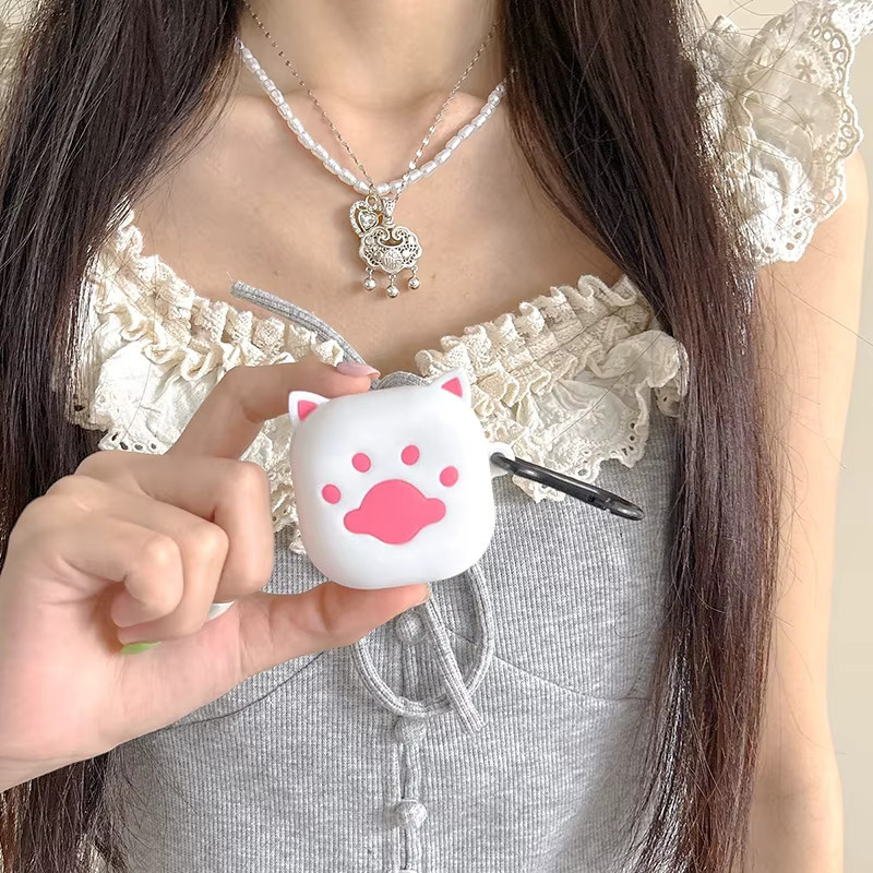 3D Katzenpfoten Silikon-Ohrhörerhülle für Samsung Galaxy Buds 2 Pro, Live Buds FE und Buds 2 Pro Case mit Haken - Bild 2