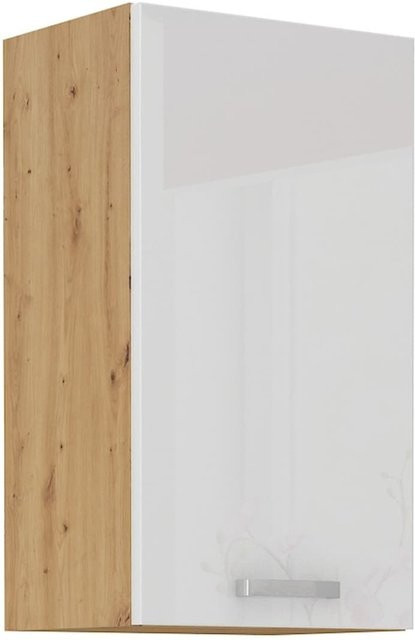 Hängeschrank für die Küche in Eiche Artisan und Weiß Hochglanz mit 2 Einlegböden, Breite: 45 cm - Bild 1