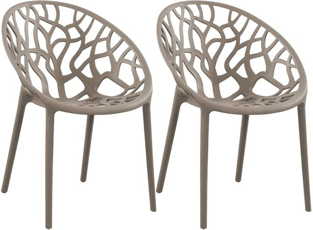 CLP Gartenstühle Hope 2er Set in Beige, stapelbare Outdoor-Gartensessel aus Kunststoff mit Lehnen, wetterfest und UV-beständig - Bild 1