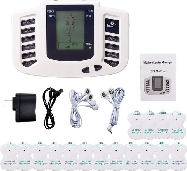 OPSLEA Elektrisches EMS TENS Massagegerät mit 16 Pads in Weiß zur Körperentspannung und Muskelstimulation mit 10 Stufen - Bild 1