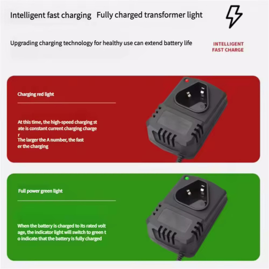 12V Elektrisches Ladegerät für Li-Ion Akkus, Tragbares Ladegerät für wiederaufladbare Bohrmaschinen, Farbe: Schwarz - Bild 5