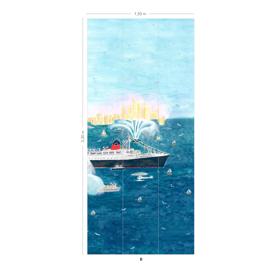 Isidore Leroy Mural Le France B Wandtapete Maritime City in Blau und Multicolour, Vlies, B/H: 330 x 150 cm - Bild 1