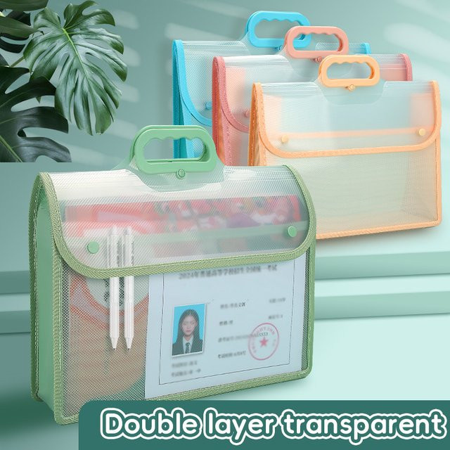Huajie PP Datei Tasche Transparent Blau mit großem Fassungsvermögen für Schule und Büro - Bild 1