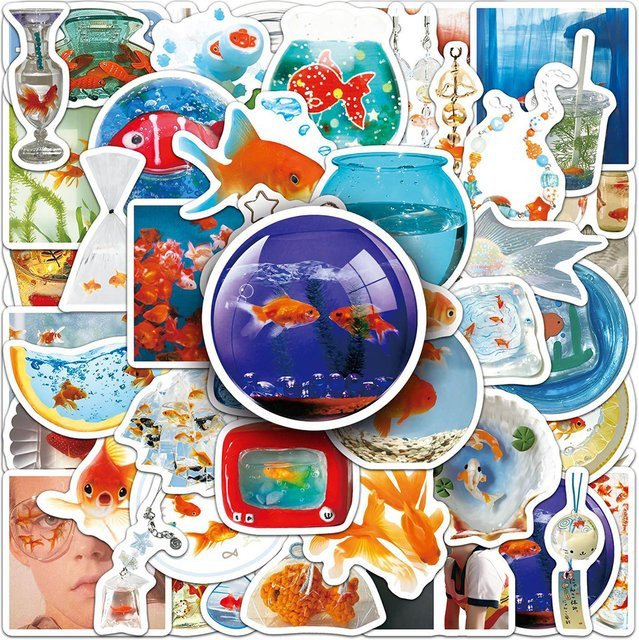 Charile Goldfisch Ästhetische Graffiti Aufkleber, Cartoon Spielzeug Aufkleber, multicolour - Bild 1