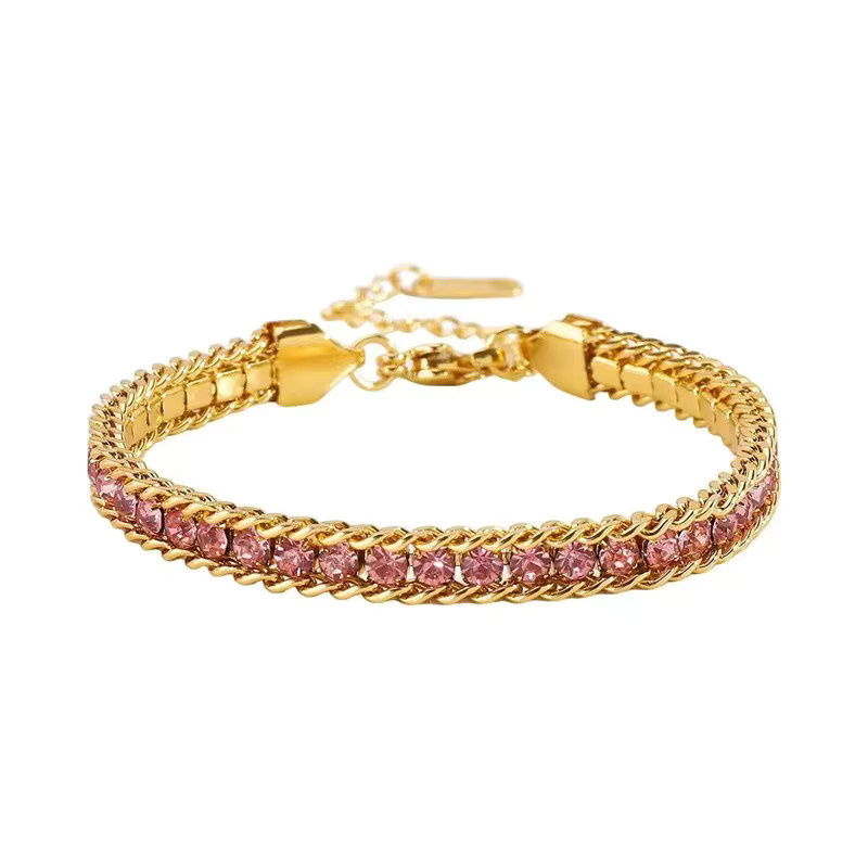 GANEMLY Armband Edelstahl, Zirkonia, Gold, Damen - Bild 3