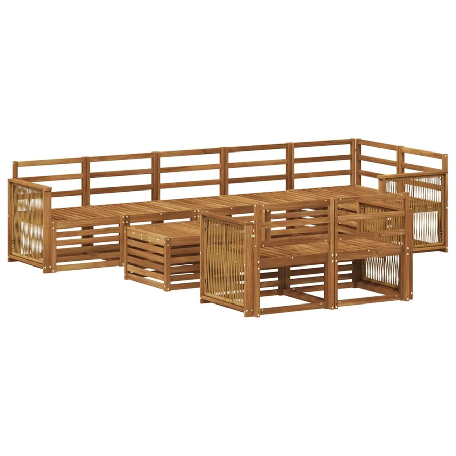 vidaXL Sofagarnitur aus Massivholz Akazie in Braun mit modernem Latten-Design - Bild 2
