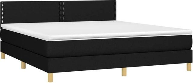 vidaXL Boxspringbett mit Matratze in Schwarz, Hybrid-Design mit LED-Unterbettbeleuchtung und USB-Ladeport, B/T/H: 180 x 200 x 78 cm - Bild 1