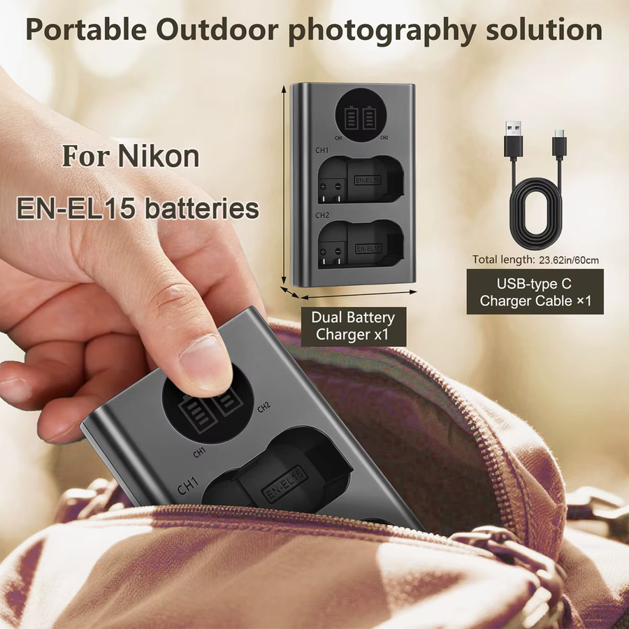 Nikon LCD Dual Ladegerät für EN-EL15 EL15a EL15b EL15c Akkus in Schwarz - Bild 6