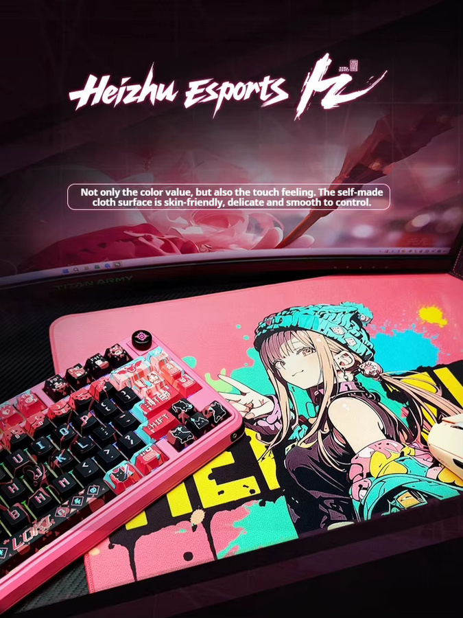 Heizhu Esports-Mauspad Anime Design in Pink für PC-Gaming mit 4,5 mm Dicke - Bild 6