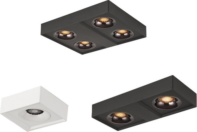IWP Quadratische LED Deckenleuchte mit COB Spotlights, dimmbar, Schwarz oder Weiß - Bild 1