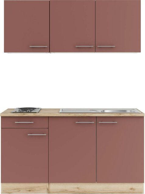 OPTIFIT Bari407 Miniküche in Rostrot mit modernem Design, Breite: 150 cm - Bild 1