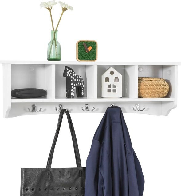 SoBuy Wandgarderobe aus MDF in Weiß mit 5 Haken FRG48-L-W - Bild 1