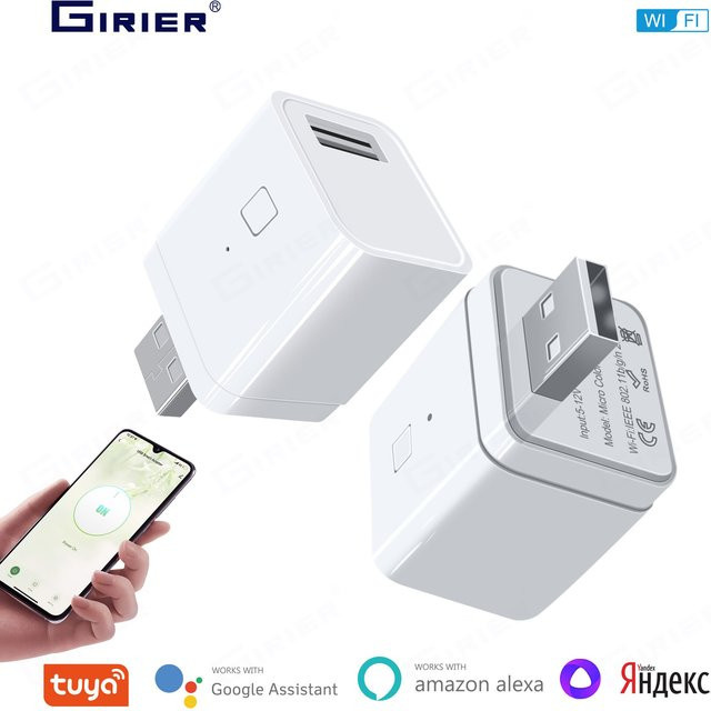 GIRIER Tuya Smart Micro USB Adapter Schalter WiFi Mini USB Netzteil 5V in Weiß für die Hausautomation mit Hey Google und Alexa kompatibel - Bild 1
