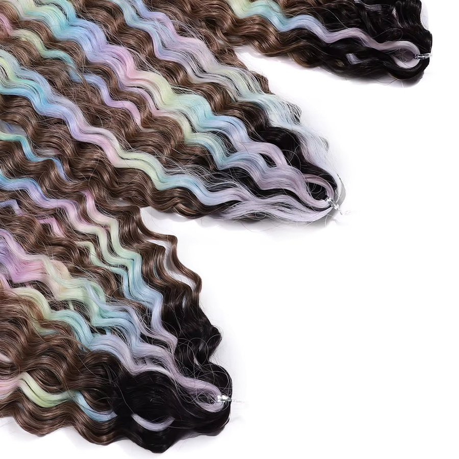 FREEDOM Twist Crochet Haar Extensions, 55 cm, Ombre Braun Regenbogenfarben - Bild 4