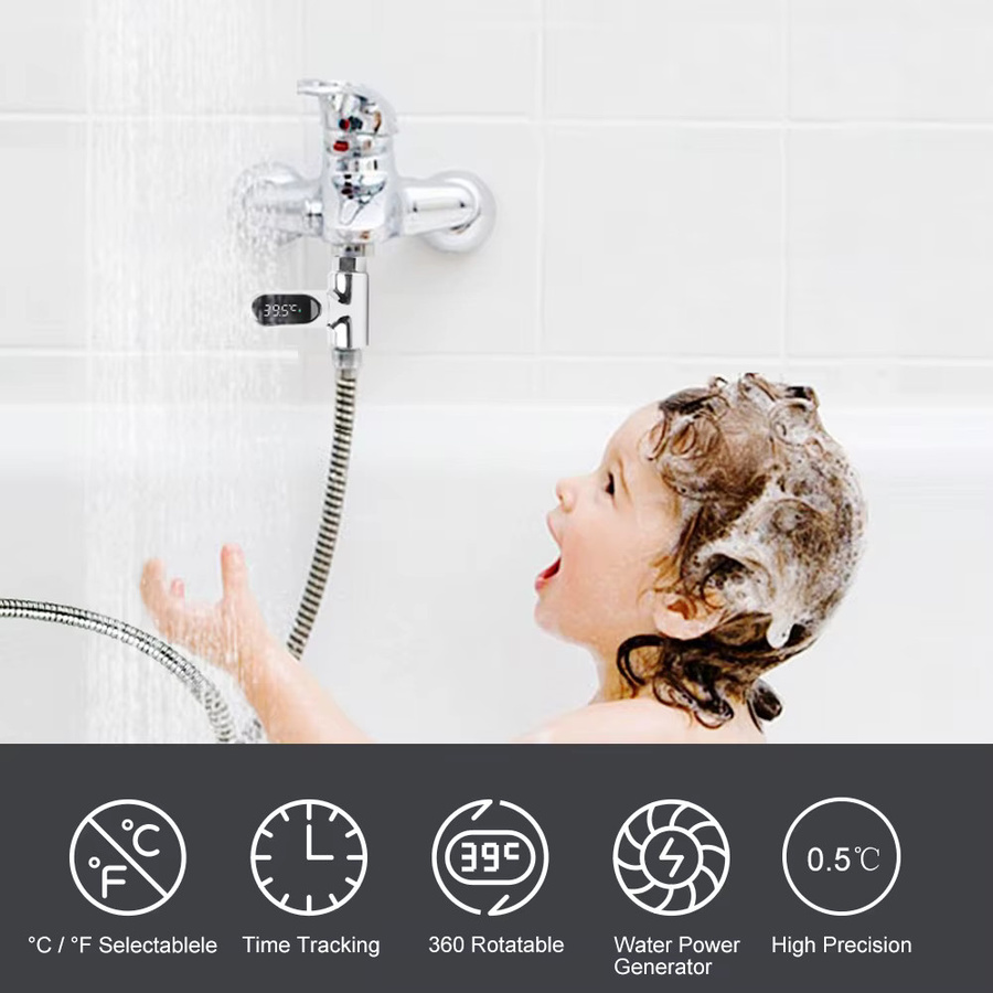 Whirlpool Wasser-Temperaturmesser mit LED-Anzeige in Silber für Duscharmaturen - Bild 2