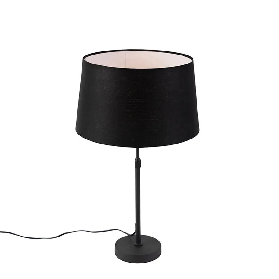 QAZQA Tischlampe Schwarz aus Metall mit Leinenschirm, dimmbar und höhenverstellbar, E27 - Bild 2