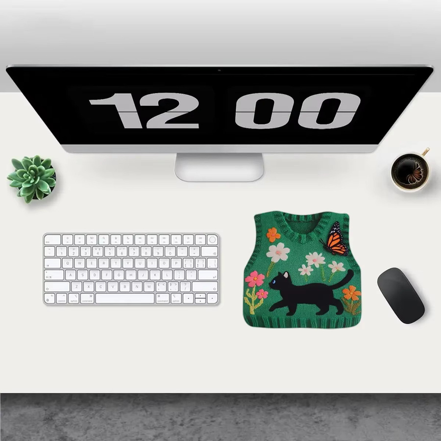 Rutschfestes Mauspad mit schwarzem Katzenpullover Design, kabelloses Desktop-Zubehör in Schwarz, Grün oder Weiß - Bild 4