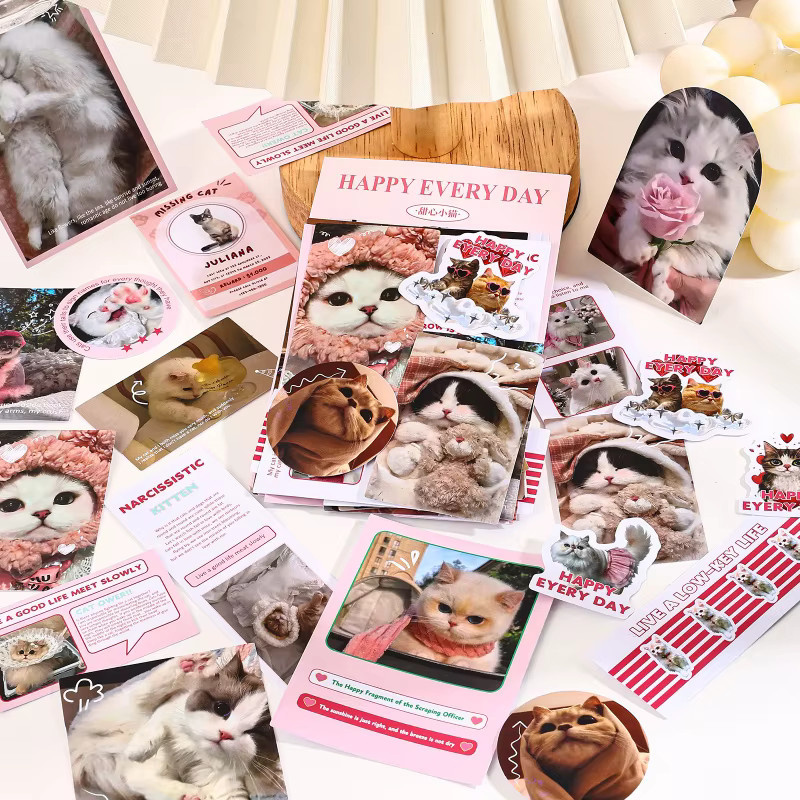 50 bunte Katzen- und Hundeaufkleber mit verschiedenen Mustern zur Dekoration von Tagebüchern und Schreibwaren - Bild 2