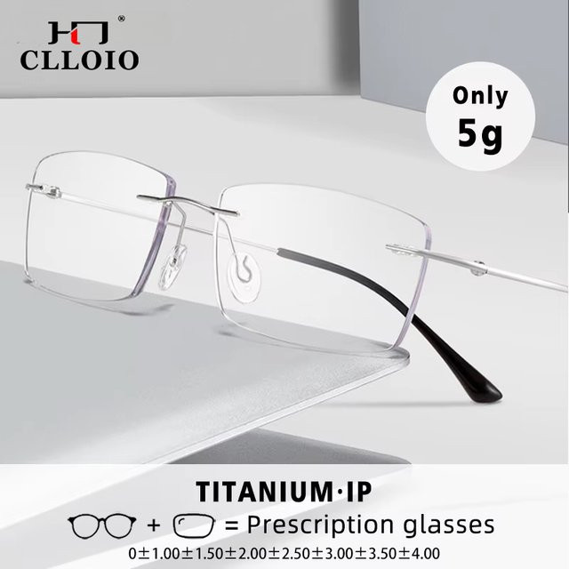 CLLOIO MR-8 Lesebrille, randlos, Titan, rechteckig, Herren - Bild 1