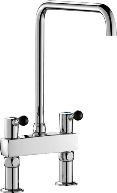 Delabie Standarmatur 2-Loch mit Schwenkauslauf in Chrom, Höhe: 38 cm, Länge: 30 cm - Bild 1