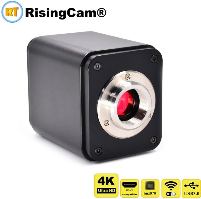 RisingCam 4K Digitale Mikroskopkamera mit 16MP, IMX383 1/1.1 Zoll Sensor, 60fps, HDMI, USB und WiFi, Schwarz - Bild 1