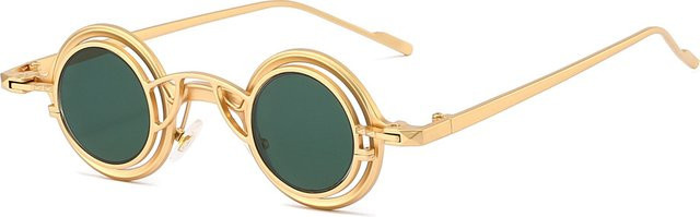Sonnenbrille Steampunk, rund, Vollrand, Metall, gold, Unisex - Bild 1