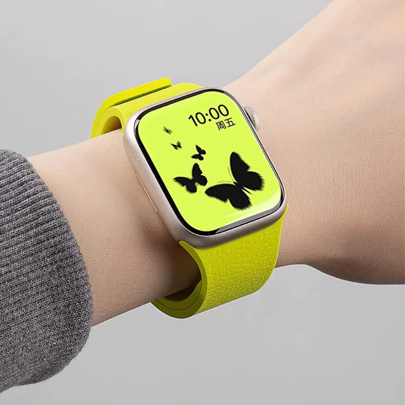 Uhrenarmband Lychee Grain Silikon, Schwarz, für Apple Watch - Bild 4
