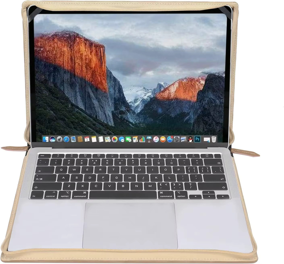 Laptop Hülle aus PU Leder für Apple MacBook Air 13,6 und 15 Zoll sowie MacBook Pro 14 und 16 Zoll in Rot - Bild 2
