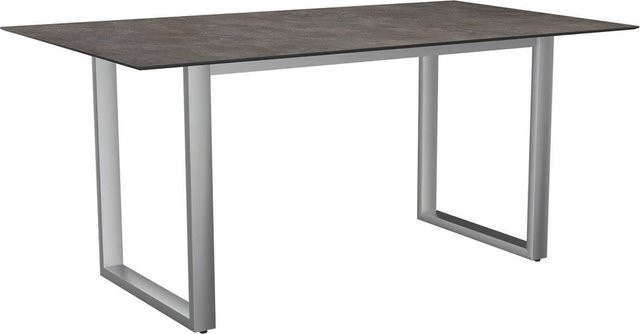Stern Kufentisch Silverstar 2.0 Dekor Stone in Grau mit Edelstahlgestell B/T/H: 160 x 90 x 73 cm - Bild 1