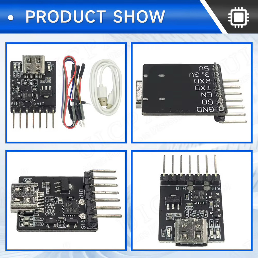 CH9102F Downloader Modul für ESP32 MINI mit USB-C zu UART RS232 RS485 Serial Port in Schwarz - Bild 5