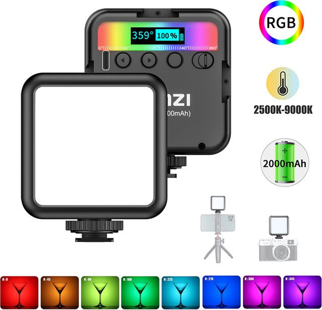 Ulanzi VL49 RGB LED-Videoleuchte in Schwarz mit 2000 mAh Akku und USB-C Anschluss - Bild 1