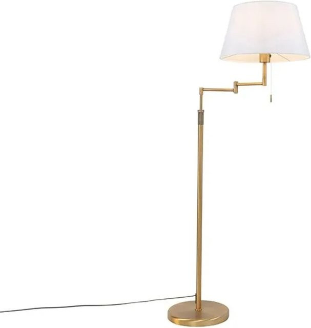 QAZQA Stehlampe Ladas Deluxe in Bronze mit weißem Stoffschirm und verstellbarem Arm, Höhe: 150 cm, Breite: 40 cm, Tiefe: 30 cm - Bild 1