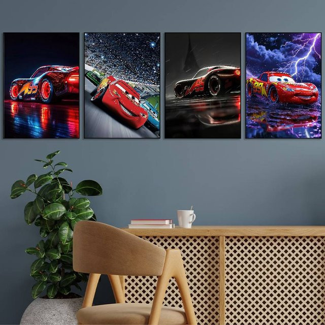 Disney Lightning McQueen 95 Wandaufkleber, roter selbstklebender Poster-Druck für Kinder, rechteckig - Bild 1