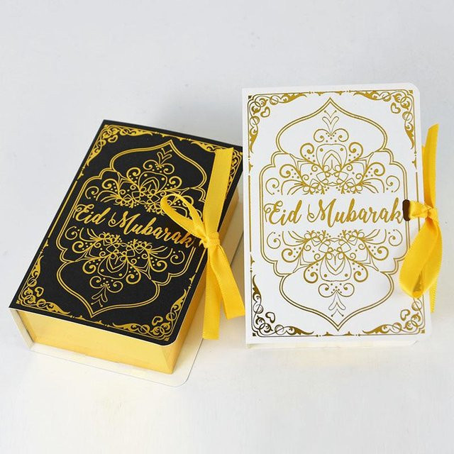 5er Set Buchförmige Geschenkboxen für Ramadan und islamische Feste in Weiß aus Papier - Bild 1