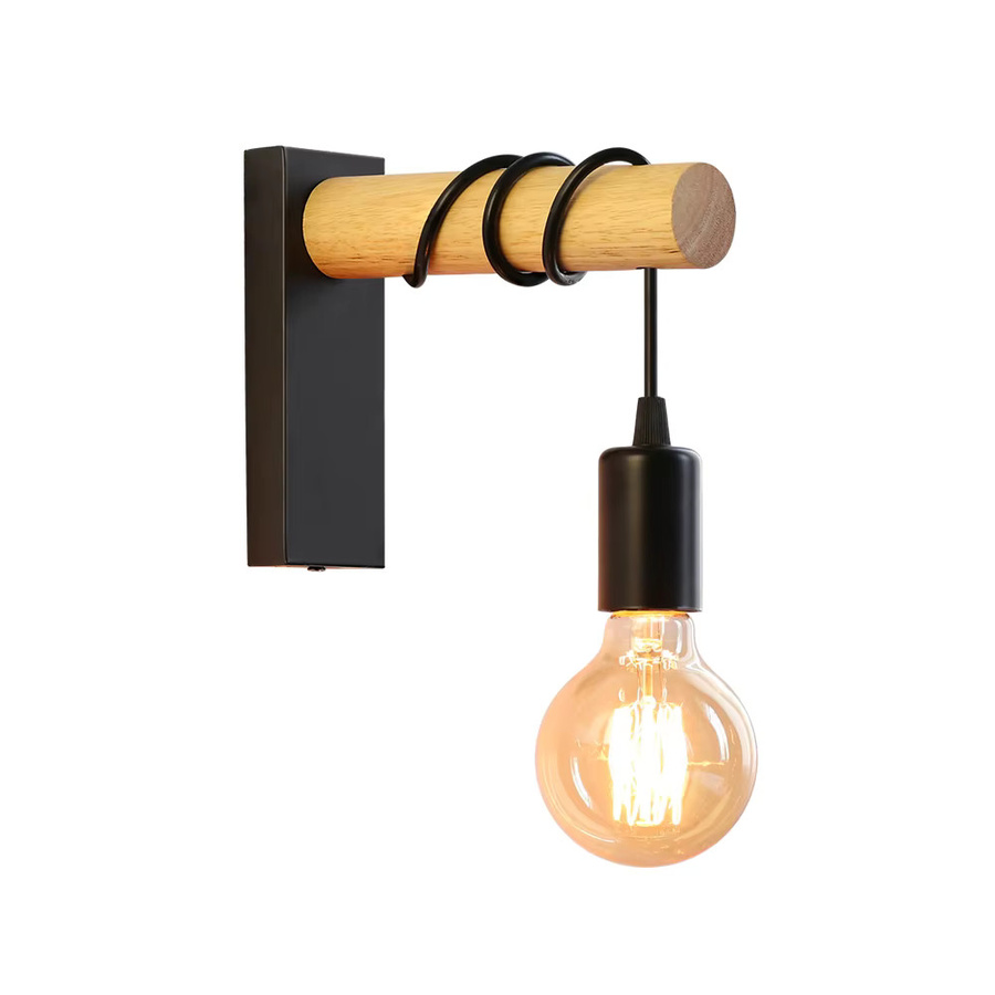 PARKSON Retro Wandleuchte aus Holz und Glas im Industrial Design mit E27 Fassung, Schwarz/Transparent - Bild 7