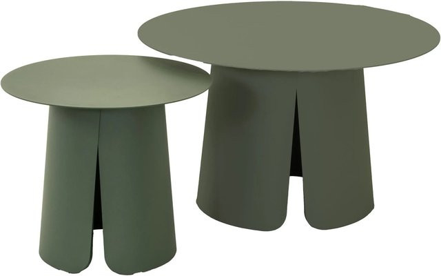 Lesli Beistelltisch-Set Oslo 2-teilig Grün aus pulverbeschichtetem Aluminium - Bild 1