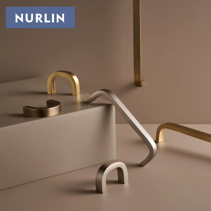 Nurlin Schranktürgriffe aus massivem Messing mit gebogenem Design im einfachen Stil - Bild 2
