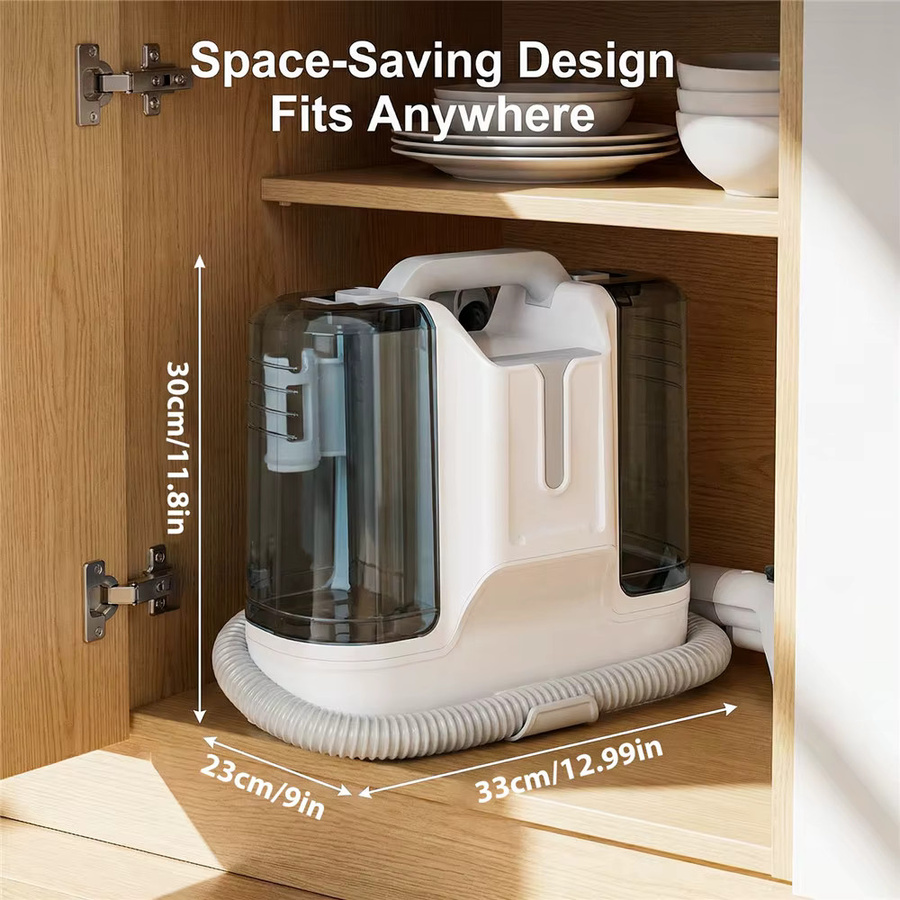 HGTUGO Tragbarer Teppichreiniger 450W 10KPA Multifunktionaler Handstaubsauger in Weiß für Sofa, Teppich und Autositze mit Doppel-Wassertank und Heißwasserfunktion - Bild 5