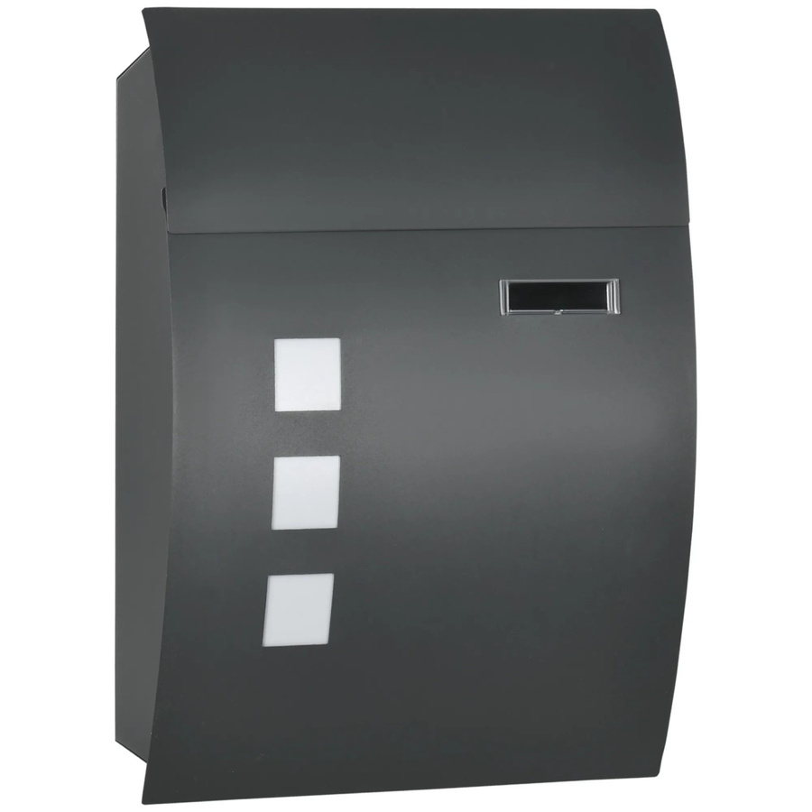 HOMCOM Briefkasten aus verzinktem Stahl in Dunkelgrau, H x B x T: 45 x 10 x 32 cm - Bild 2